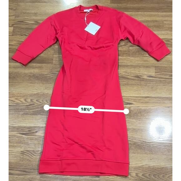 Tibi Midi Red Open Back terry Sweatshirt Dress small - Picture 5 of 14